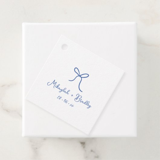 ブルーとホワお洒落イのボーパーソナライズされた結婚ズ フェイバータグ (インサイチュ)