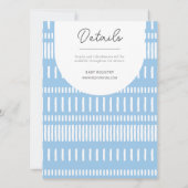 ブルーとホワイトのストライプ ペイント ストローク ベビー シャワー 招待状 (裏面)