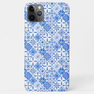 ブルーとホワイトのゼリージ柄 アズレージョのライフスタイル iPhone 11 PRO MAXケース