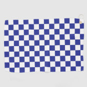 ブルーとホワイトのチェック柄 ゴルフタオル (横)