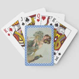 ブルーとホワイトのドット柄 ヴィンテージ レディー＆パラット トランプ