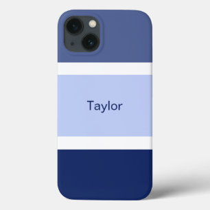 ブルーとホワイトのペルソナライズド・ネイバルストライプ iPhone 13ケース