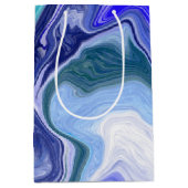 ブルーとホワイトの大理石 ミディアムペーパーバッグ (正面)