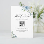 ブルーとホワイトの水彩花QRコード詳細 エンクロージャーカード (スタンド正面)