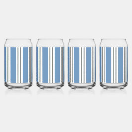ブルーとホワイトの海岸ストライプ ガラス缶