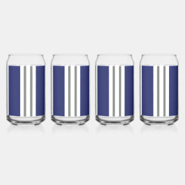 ブルーとホワイトの海岸ストライプ ガラス缶