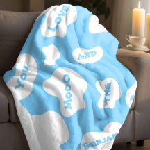 ブルーとホワイトの牛柄の美観