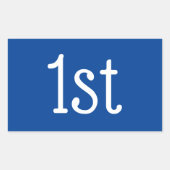 ブルーとホワイトの第1位受賞者 長方形シール (正面)