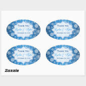 ブルーとホワイトの雪片結婚式の引き出物シール 楕円形シール (シート)