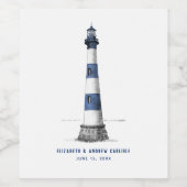 ブルーとホワイトストライプホテル結婚のワインラベ ワインラベル (シングルラベル)