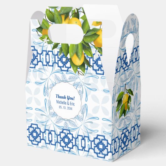 ブルーとホワイトレモ地中海のン結婚ズ フェイバーボックス (オープン)