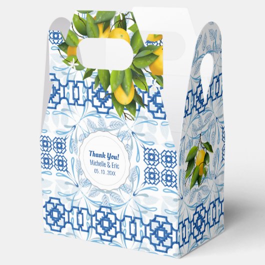 ブルーとホワイトレモ地中海のン結婚ズ フェイバーボックス (オープン)