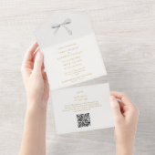 ブルーとホワイト | ホワイトリボン ウェディング OR オールインワン招待状 (貼ってはがせる)