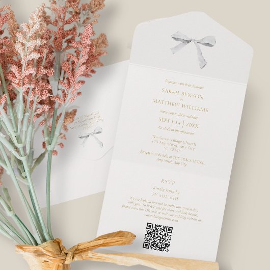 ブルーとホワイト | ホワイトリボン ウェディング OR オールインワン招待状