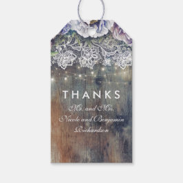 ブルーとマルーンのヴィンテージ素朴フローラ結婚 ギフトタグ