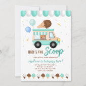 ブルーとミントのアイスクリームトラックの誕生日パーティー 招待状 (正面)