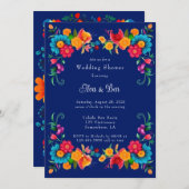 ブルーとメカラフルキシカンフィエスタウェディングシャワー 招待状 (正面/裏面)