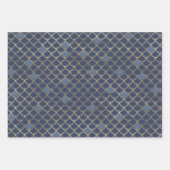 ブルーとメタリックの金ゴールドマーメイドテーマギフトのお願い ラッピングペーパーシート (正面3)