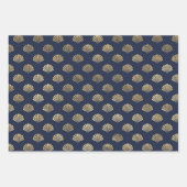 ブルーとメタリックの金ゴールドマーメイドテーマギフトのお願い ラッピングペーパーシート (正面2)