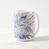 ブルーとライトピンクの水彩花曼荼羅 コーヒーマグカップ (正面右)