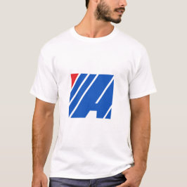 ブルーとレッドの幾何学ストライプ シンプルデザイン Tシャツ
