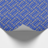 ブルーと王室の金ゴールドクリスマス文字ベースのGiftrap ラッピングペーパー (角)