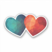 ブルーと赤いハートペアモダンのハイテクデザイン シール (正面)