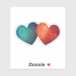 ブルーと赤いハートペアモダンのハイテクデザイン シール