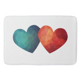 ブルーと赤いハートペアモダンのハイテクデザイン バスマット