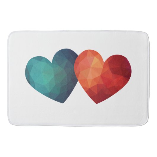 ブルーと赤いハートペアモダンのハイテクデザイン バスマット (正面)