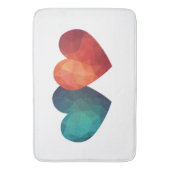 ブルーと赤いハートペアモダンのハイテクデザイン バスマット (正面縦)