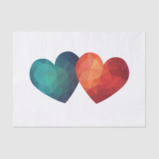 ブルーと赤いハートペアモダンのハイテクデザイン 薄葉紙 (正面)