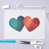 ブルーと赤いハートペアモダンのハイテクデザイン 薄葉紙 (クラフト)