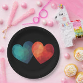 ブルーと赤いハートペアモダンのハイテク未来的 ペーパープレート (パーティー)