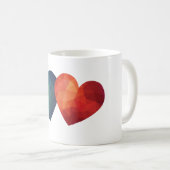 ブルーと赤いハートペアモダンハイテク コーヒーマグカップ (正面右)