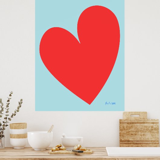 ブルーと赤いハートボーイの部屋ポスター ポスター (キッチン)