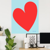 ブルーと赤いハートボーイの部屋ポスター ポスター (ホームオフィス)