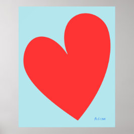 ブルーと赤いハートボーイの部屋ポスター ポスター