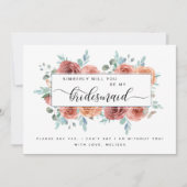 ブルーと赤面ピンクのフローラは私の花嫁カードになる ノートカード (正面)