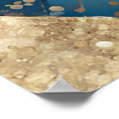 ブルーと金ゴールドのエレガントグリッターモダンアートポスター ポスター (角)