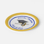 ブルーと金ゴールドの卒業キャップとタッセル |カスタム ペーパープレート (アングル)