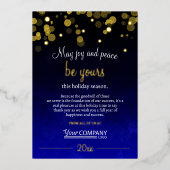 ブルーと金ゴールドの輝きライトカンパニークリスマス 箔シーズンカード (正面)