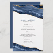 ブルーと金ゴールドアゲテ縁どディナーメニュー (正面/裏面)