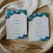 ブルーと金ゴールドアゲートウェディング招待 招待状