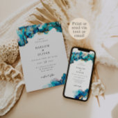 ブルーと金ゴールドアゲートウェディング招待 招待状