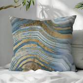 ブルーと金ゴールドアゲートジェムストーンゲーデモダントレンディー クッション