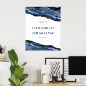 ブルーと金ゴールドアゲート縁どバー(ユダヤ教の)バル・ミツバーウェルカムポス ポスター (ホームオフィス)