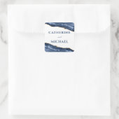 ブルーと金ゴールドアゲート縁ど結婚式の引き出物 スクエアシール (バッグ)