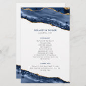 ブルーと金ゴールドアゲート縁ど結婚式 プログラム (正面/裏面)