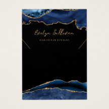 ブルーと金ゴールドアジェートネックレス表示カード